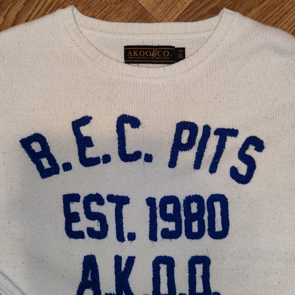AKOO & CO. Black Eye Crew Pits Sweater Size Large